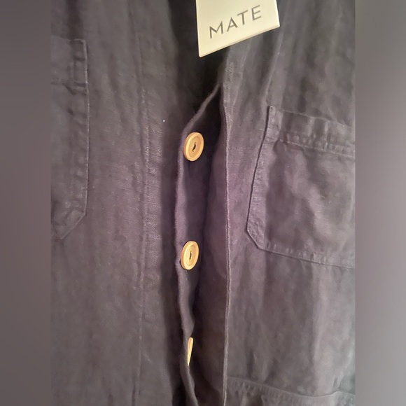 NWT- Mate the Label Organic 100%  Linen Short Sleeve Jumpsuit Size Medium  Black - Picture 9 of 14